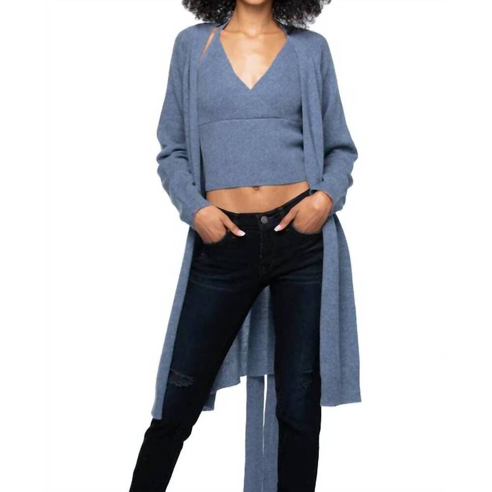 NEW SUBTLE LUXURY cashmere robyn robe duster top in shale